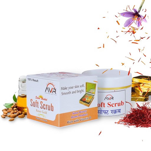 AVR Solar Herbal Soft Scrub Kesar Gold for Natural Glowing Skin | Soft & Smooth Skin | Dark Spots Removers | Rich With Vitamin-D